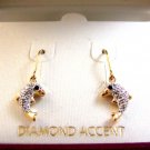 Sterling Silver & 18Kt Gold Diamond Accent Dolphin Earrings