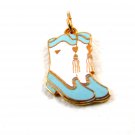 1960's Cowgirl Light Blue & White Cheer Leaders ? Band ? Enameled Charm 61214