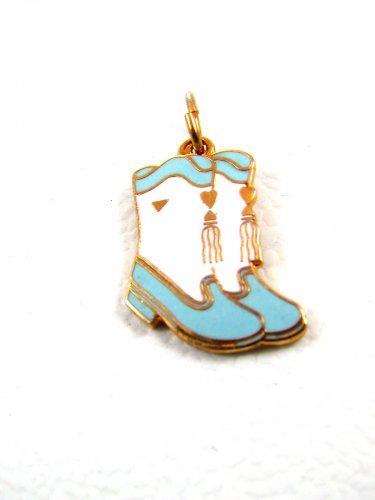 1960's Cowgirl Light Blue & White Cheer Leaders ? Band ? Enameled Charm 61214