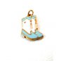 1960's Cowgirl Light Blue & White Cheer Leaders ? Band ? Enameled Charm 61214