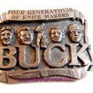 Vintage 4 Generations of Knife Makers Buck Knives Belt Buckle
