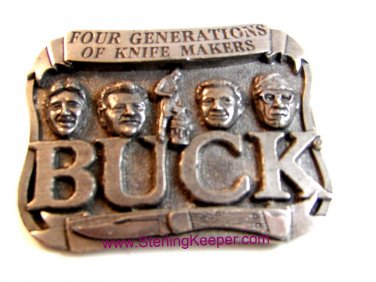 Vintage 4 Generations of Knife Makers Buck Knives Belt Buckle