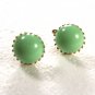 Vintage Ladys Goldtone & Green Cufflinks Unbranded 6 29 15