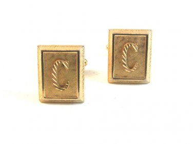Vintage Gold Tone Initial C Cufflinks Signed Shields