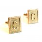 Vintage Gold Tone Initial C Cufflinks Signed Shields