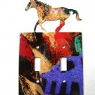 Wild Horse Double Light Switch Cover Plate by Steel Images USA 030315S
