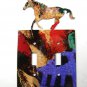 Wild Horse Double Light Switch Cover Plate by Steel Images USA 030315S