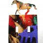 Wild Horse Double Light Switch Cover Plate by Steel Images USA 030315S
