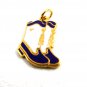 1960's Cowgirl Dark Blue & White Cheer Leaders ? Band ? Enameled Boots Charm