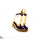 1960's Cowgirl Dark Blue & White Cheer Leaders ? Band ? Enameled Boots Charm