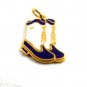 1960's Cowgirl Dark Blue & White Cheer Leaders ? Band ? Enameled Boots Charm