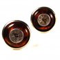 Vintage Silvertone & Amber Colored Compass Cufflinks Unbranded 6 30 15