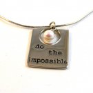 Alexa's Angels Silver Tone Do The Impossible Pearl Pendant / 18" Necklace