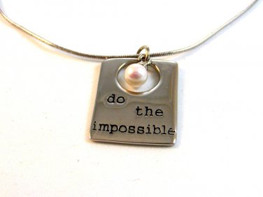 Alexa's Angels Silver Tone Do The Impossible Pearl Pendant / 18" Necklace