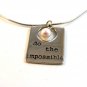 Alexa's Angels Silver Tone Do The Impossible Pearl Pendant / 18" Necklace