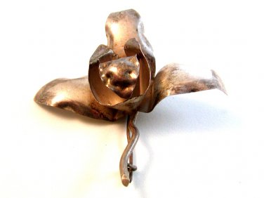 Vintage Handmade Sterling Silver Flower Brooch