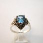 Vintage Sterling Silver Blue Topaz Marcasites Ring