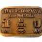 Vintage Planters Coop Ass'n Lone Wolf Ok Belt Buckle by Hit Line U.S.A.