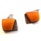 Vintage Signed 875 Silver Baltic Amber Russian Cufflinks