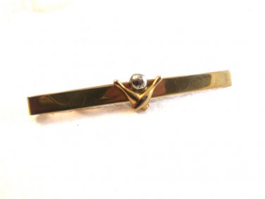 Vintage 1950's - 60's Gold Tone Bowling Ball & Pins Tie Clasp by Swank