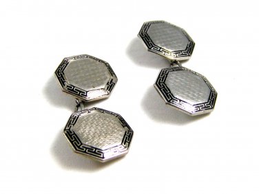 Art Deco Blue Enameled Platinon Cufflinks 22514