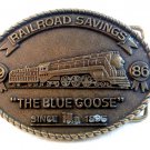 Vintage 1986 Railroad Savings The Blue Goose Train Locomotive Belt Buckle