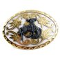 Western Goldtone White Cowboy Riding Broncho Belt Buckle #102113