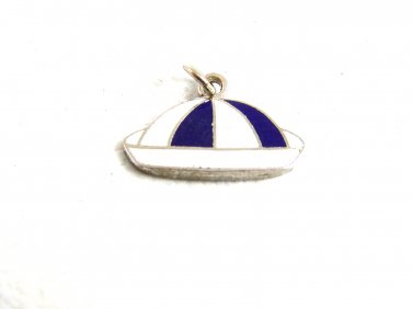 1960's Cap Beanie Hat Blue & White Enamel Charm 61814