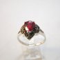 Vintage Sterling Silver red stone  Marcasites Ring 9