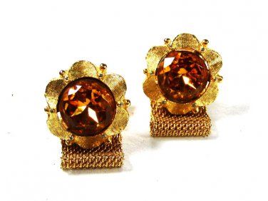 Vintage Goldtone & Orange Wrap Around Cufflinks Unbranded 71415