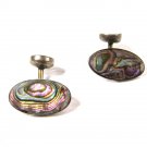 Vintage Sterling Silver & Abalone Cufflinks Unbranded 71315