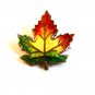 Sterling Silver Gold Vermeil Enameled Canadian Maple Leaf Brooch