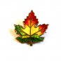Sterling Silver Gold Vermeil Enameled Canadian Maple Leaf Brooch