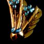 Vintage Sterling Silver Gold Vermeil / Plate Blue Topaz Flower Brooch