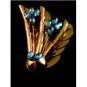 Vintage Sterling Silver Gold Vermeil / Plate Blue Topaz Flower Brooch