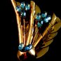 Vintage Sterling Silver Gold Vermeil / Plate Blue Topaz Flower Brooch