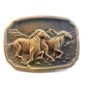 Vintage Wild Running Horses Belt Buckle Signed B.T.S. Made in U.S.A.