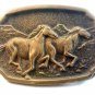 Vintage Wild Running Horses Belt Buckle Signed B.T.S. Made in U.S.A.