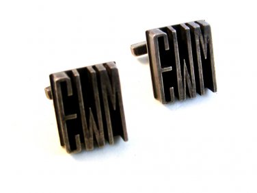 Vintage Sterling Silver Initials E. W. M. Cufflinks