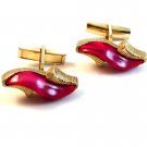 Vintage Gold Tone & Pink Ladies Shoe ? Cufflinks