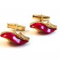 Vintage Gold Tone & Pink Ladies Shoe ? Cufflinks