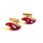 Vintage Gold Tone & Pink Ladies Shoe ? Cufflinks