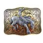 Made in USA Western Goldtone Black Cowboy on Broncho Belt Buckle #102113m