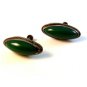 Vintage Mexican Silver & Green Jade or Onyx Screw Back Earrings