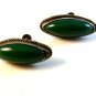 Vintage Mexican Silver & Green Jade or Onyx Screw Back Earrings