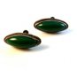 Vintage Mexican Silver & Green Jade or Onyx Screw Back Earrings