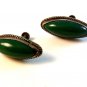 Vintage Mexican Silver & Green Jade or Onyx Screw Back Earrings