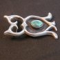 Vintage Sandcast Native American Silver Turquoise Owl Brooch