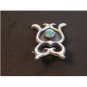 Vintage Sandcast Native American Silver Turquoise Owl Brooch