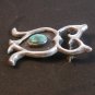 Vintage Sandcast Native American Silver Turquoise Owl Brooch